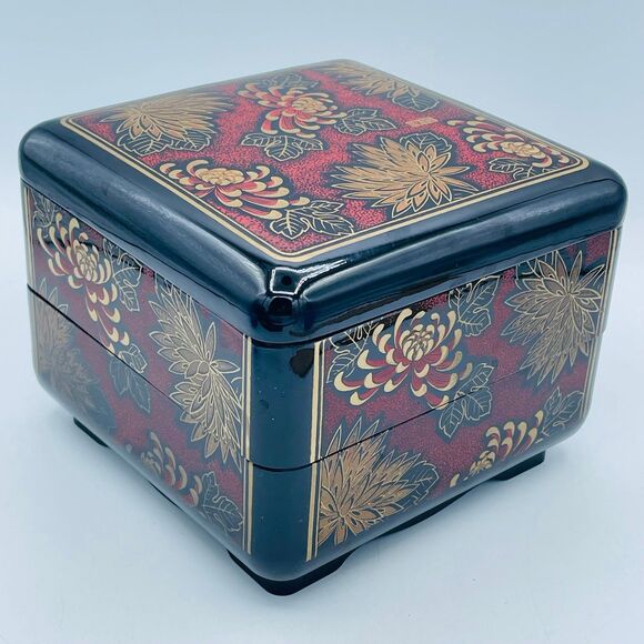 Vintage Asian Oriental Bento Style Jewelry Trinket Storage Box ROC Interpur - Picture 1 of 10